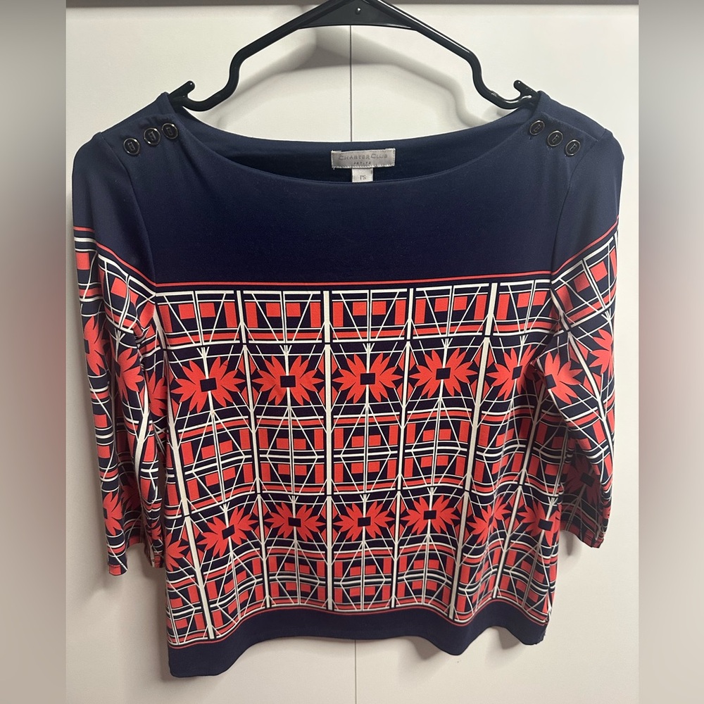 Charter Club Blue Graphic Blouse